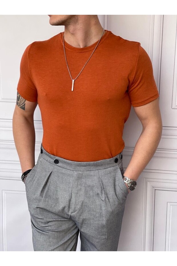 Slim Fit Cotton Knit Fabric T-Shirt