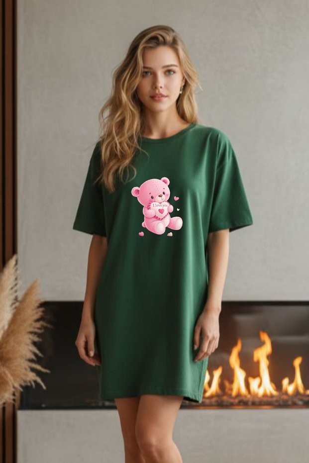Plus Size Women Short Sleeve Crew Neck T-Shirt Dress Nightgown Comfy Cotton