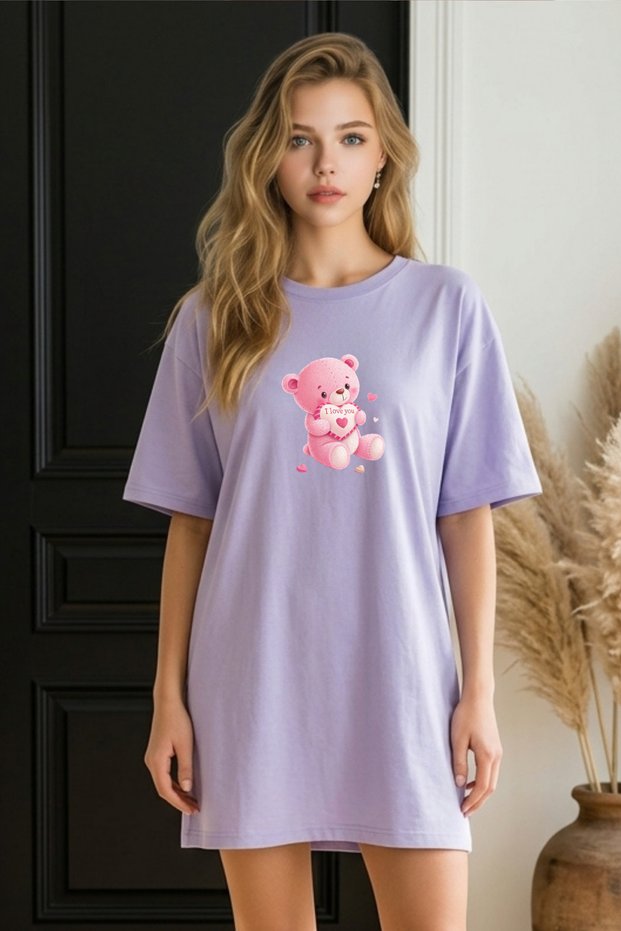 Plus Size Women Short Sleeve Crew Neck T-Shirt Dress Nightgown Comfy Cotton