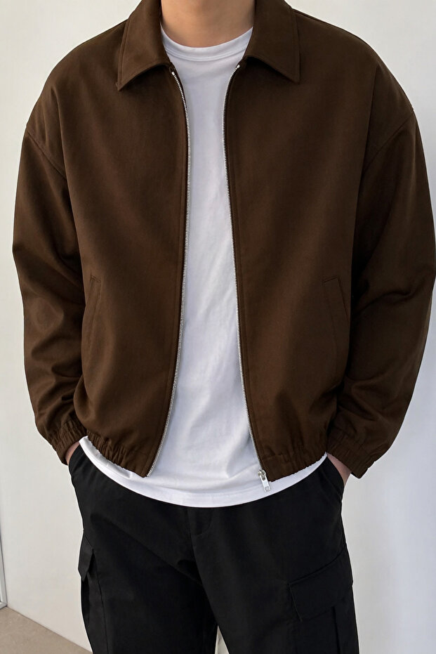 Men's Oversize Bomber Jacket with Zipper, Basic Casual Stylish Coat