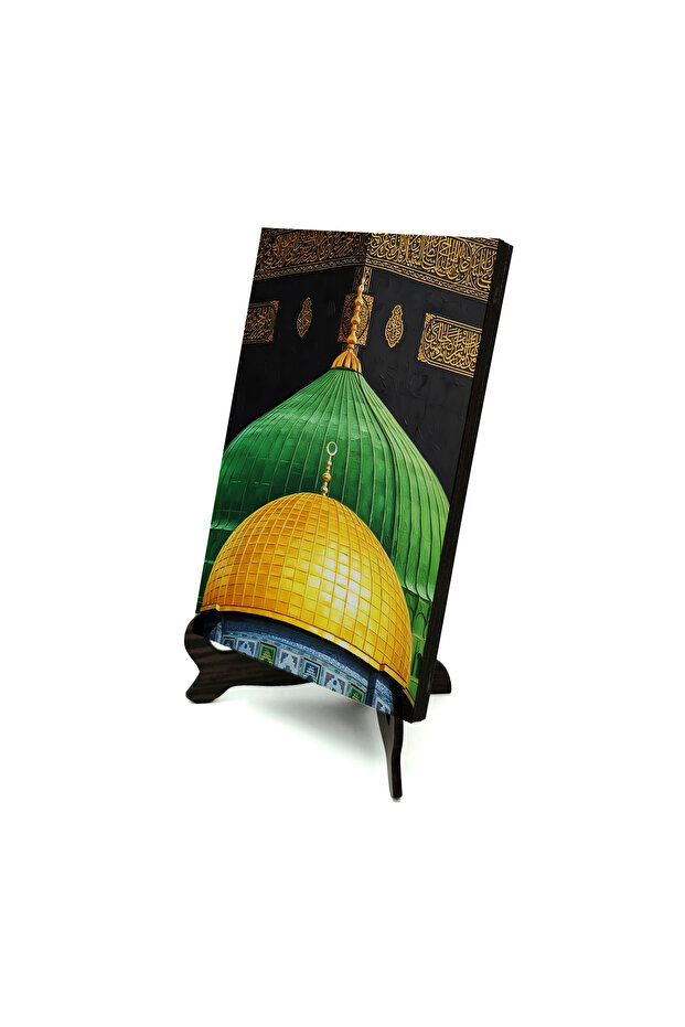 طاولة مكتبية من MDF مطبوع عليها الكعبة والمسجد الأقصى والمسجد النبوي 10x15 5G-3K3