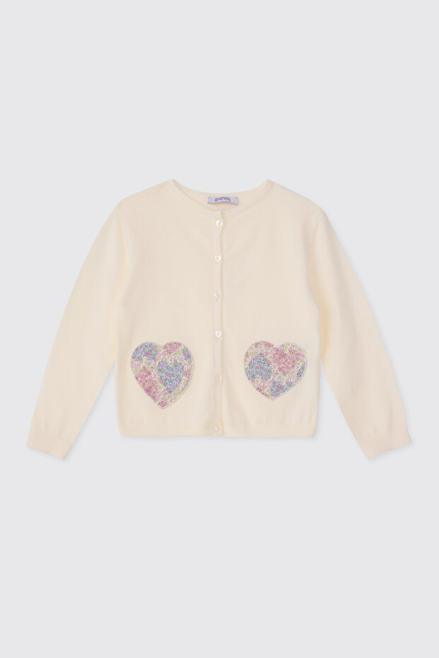 Liberty Fabric Girls' Floral Patterned Knitwear Cardigan