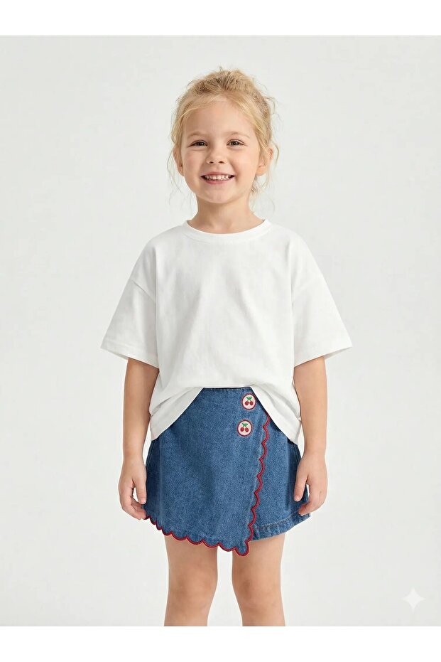 Cherry Denim Şort Etek