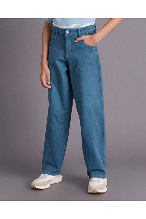Boys Blue Baggy Fit Casual Trousers