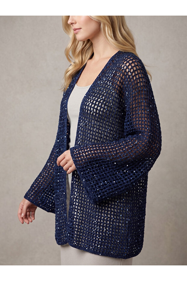 Sequined Mesh Women's Cardigan – Fits Sizes 38-42 - Cotton Koton Stylish and Lightweight Design