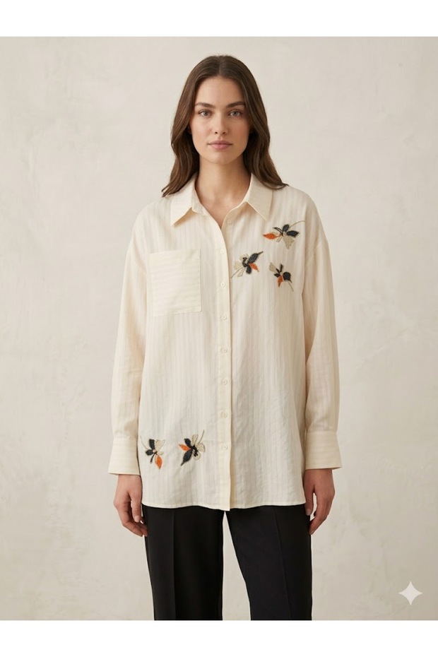 Floral Detailed Embroidered Shirt 11043