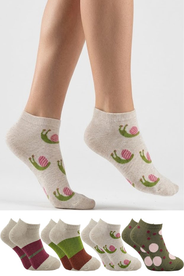 Women's Cotton Booties Socks Colorful 4-Piece Pack