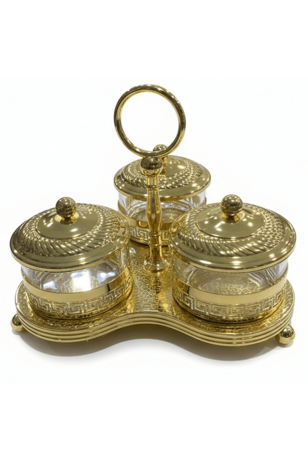 Royal Gold 3-Piece Candy & Condiment Jar Set