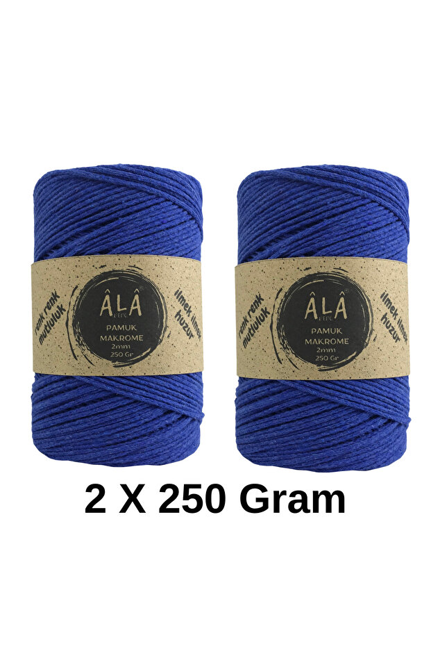 2 Pieces of Cotton Cotton Macrame Cord 2mm Chain Macrame Bag Cord 250 Grams 2 X 250 Gr (Total 500 Grams)