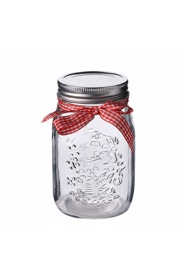 Glass Storage Jar 1000 Ml with Metal Lid, Clear and Silver