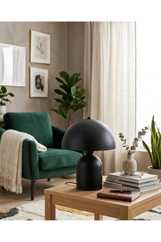 Ruby Mushroom Design Black Lampshade 25 cm - 4