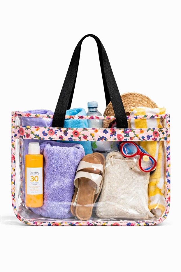 Aura Transparent Beach Bag – Large Size, Water-Resistant, High Volume, Suitable for Daily and Beach Use Tote Bag