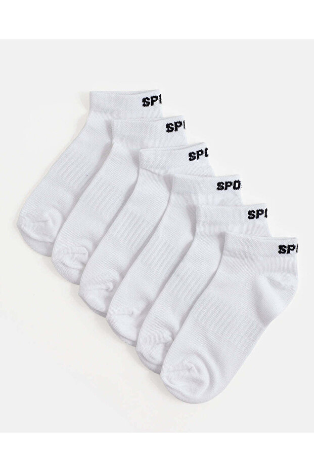 Boys White Text Ankle Length Socks Set