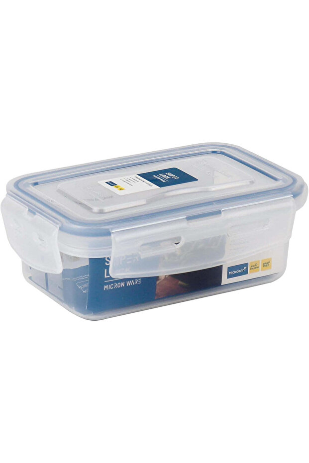 Super Lock Plastic Rectangular Food Container With Lid 400 ml-Blue&Transparent