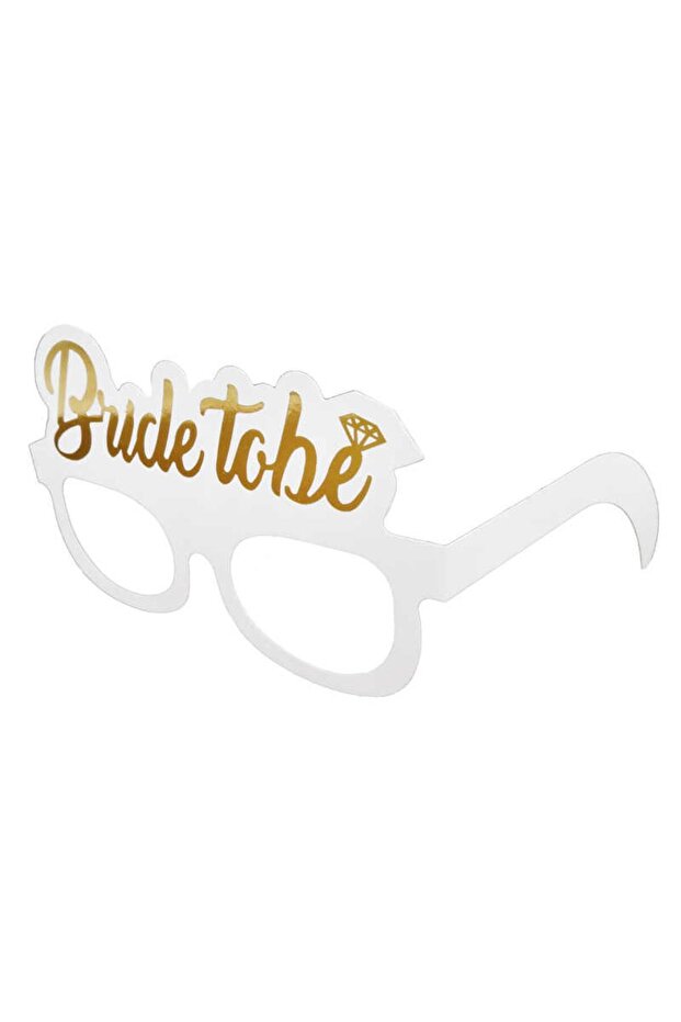 Bride to Be Written White Gold 8-Piece Cardboard Glasses