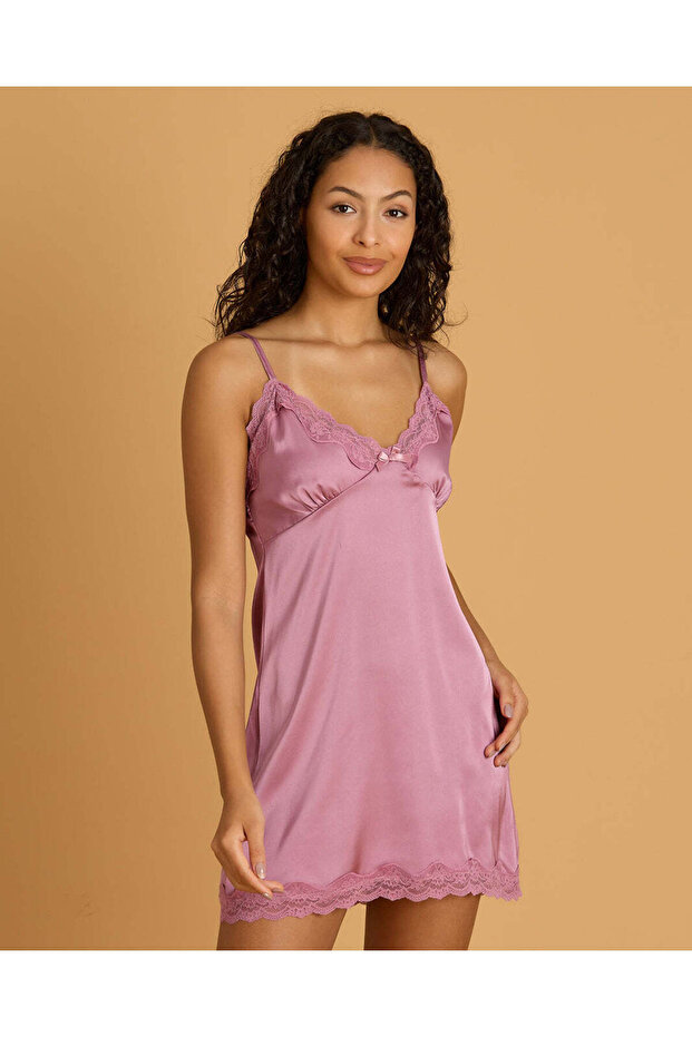 Women Pink Satin Chemise