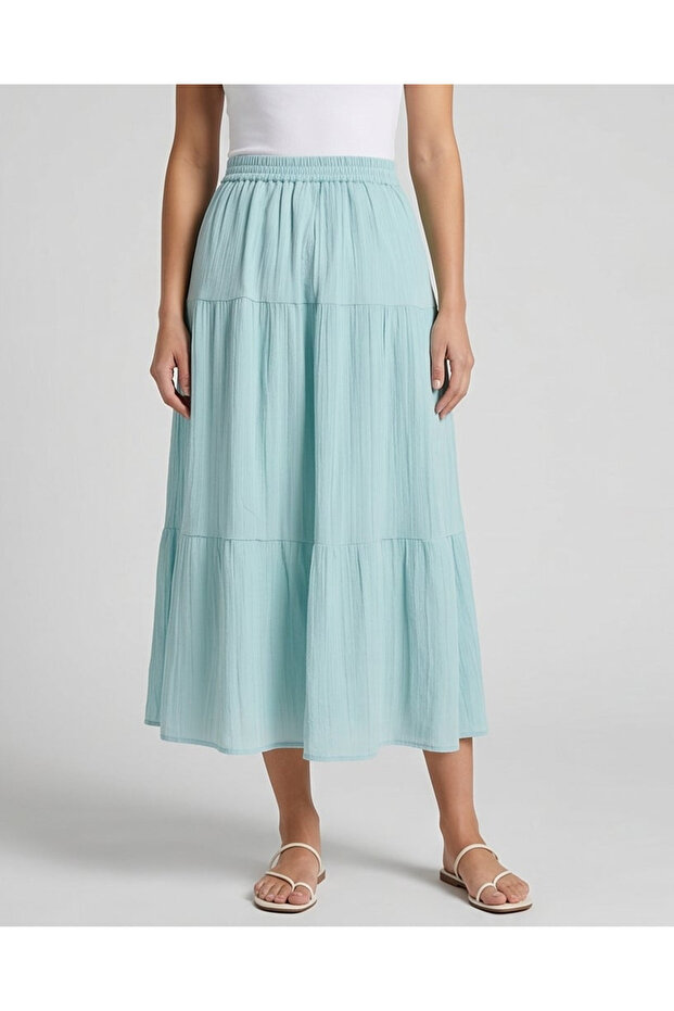 Women Teal Tiered Skirt