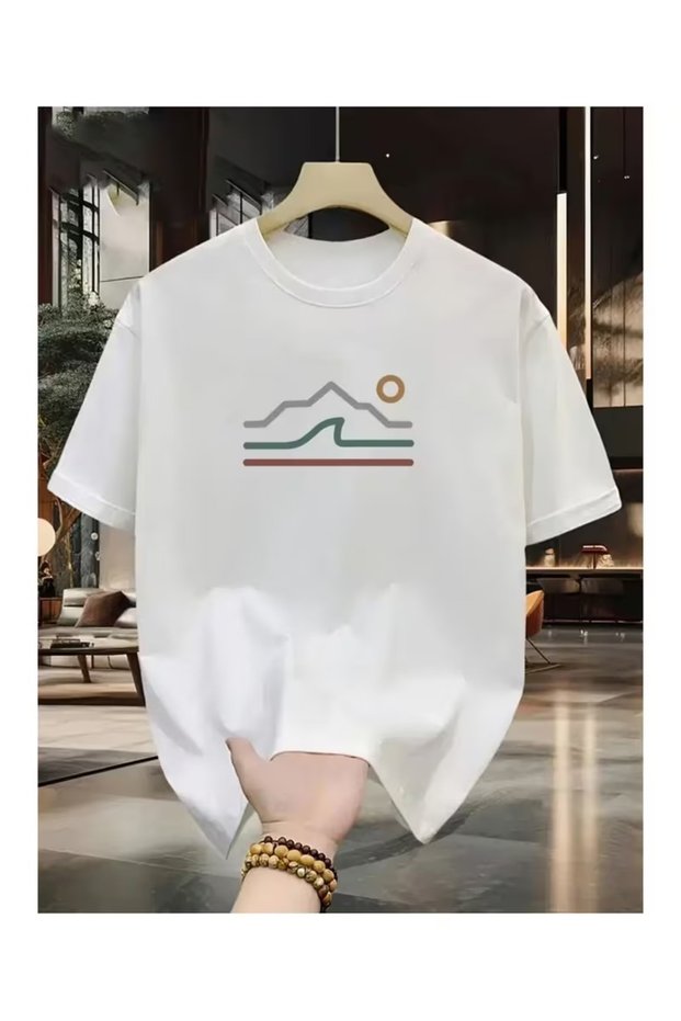 Striped Landscape Printed Unisex Oversize Tee / T-Shirt