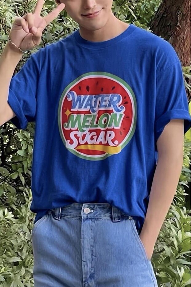 تي شيرت قطني كبير الحجم مطبوع عليه Watermelon Sugar Retro للجنسين