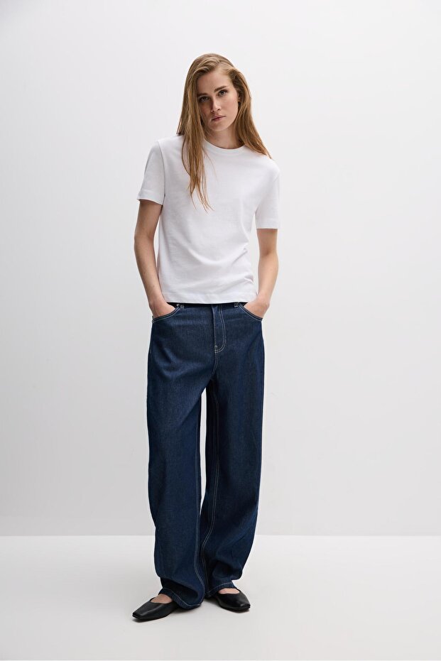 Basic bisiklet yaka t-shirt - 5