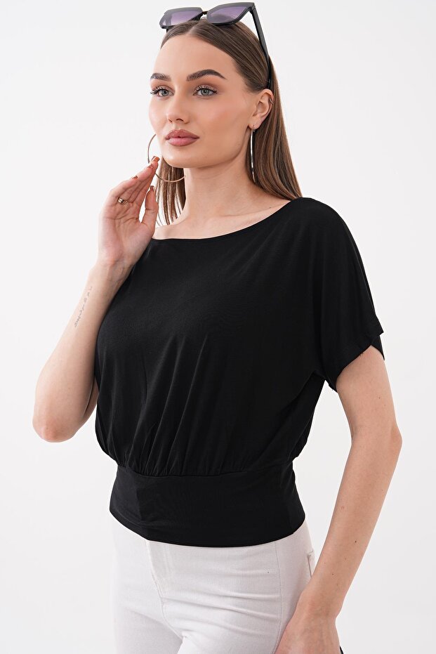 Women's Short Sleeve Boat Neck Blouse 260484