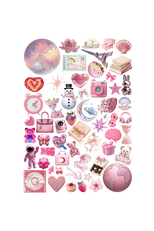 56 Pieces Pinky Sticker Set with Downtown, Summer and Sea Themes - Sticker Set Sketchbook