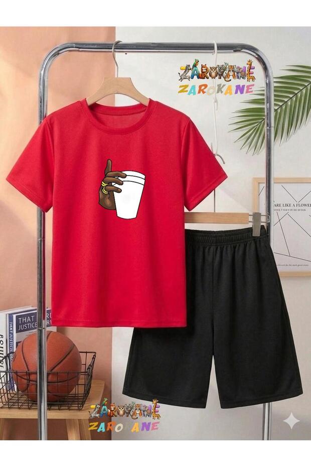 Cup Printed Top and Shorts/T-Shirt Summer Children's Two-Piece Set