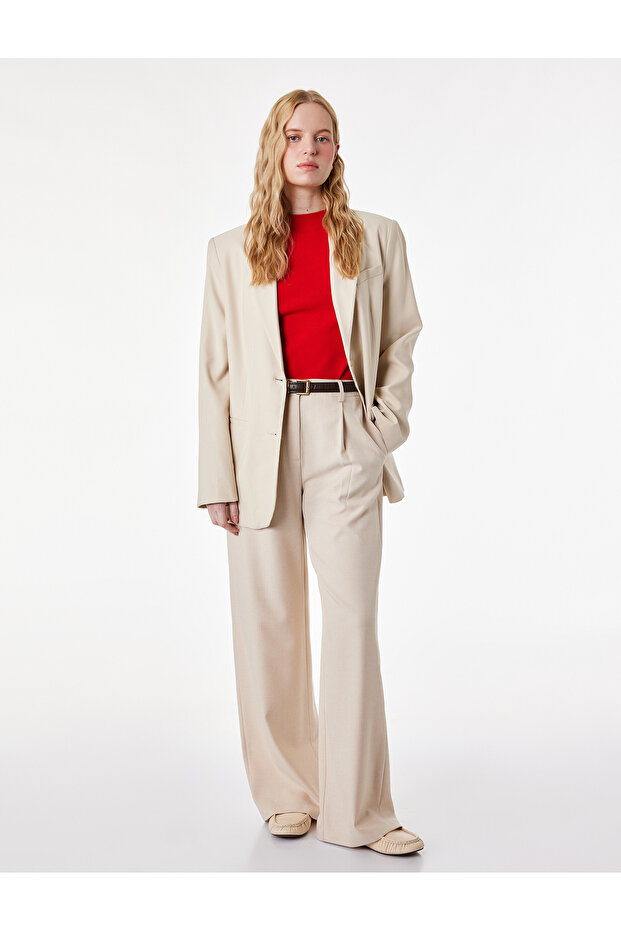 Comfortable Fit Pocket Detailed High Waist Palazzo Pants