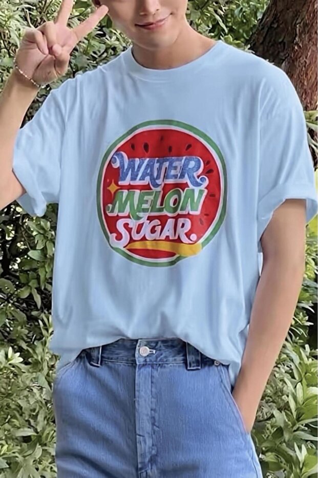 تي شيرت قطني كبير الحجم مطبوع عليه Watermelon Sugar Retro للجنسين