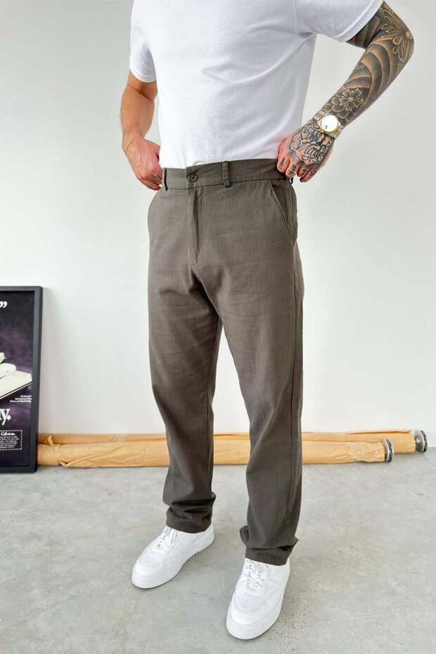 Green Baggy Linen Trousers