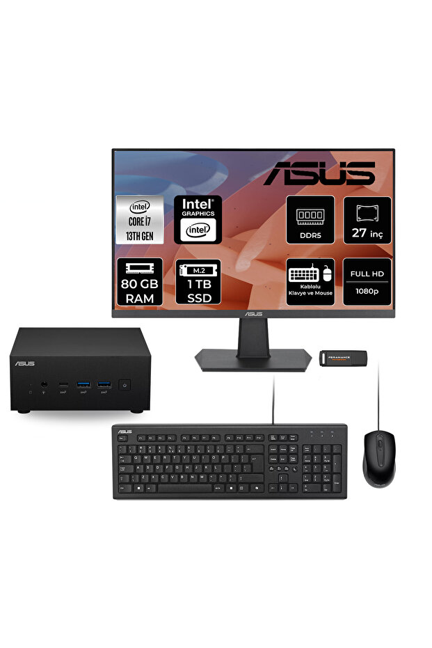 Expertcenter PN64 i7 13700H 80GB RAM 1TB SSD 27" FHD FreeDOS PN64BS70310MDP546 Mini PC + Per4 USB - 1