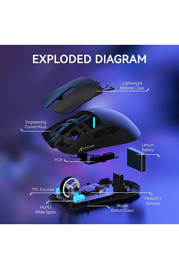 X11 Wireless Lightweight Gaming Mouse with Rgb Charging Base (Black) - 2