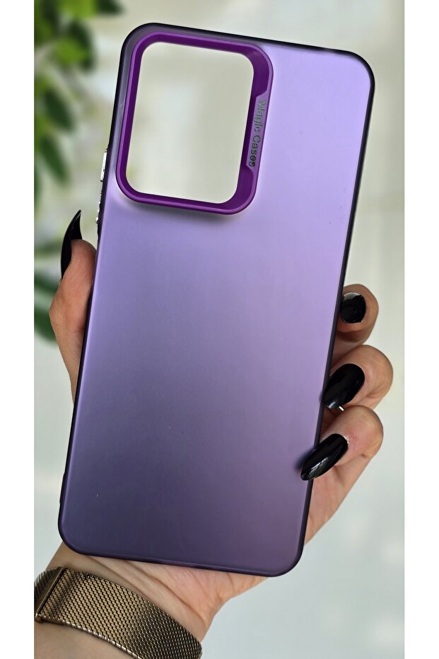 Redmi 13C Compatible Purple Color Gradient Matte Silicone Case with Camera Frame Luxury Electro