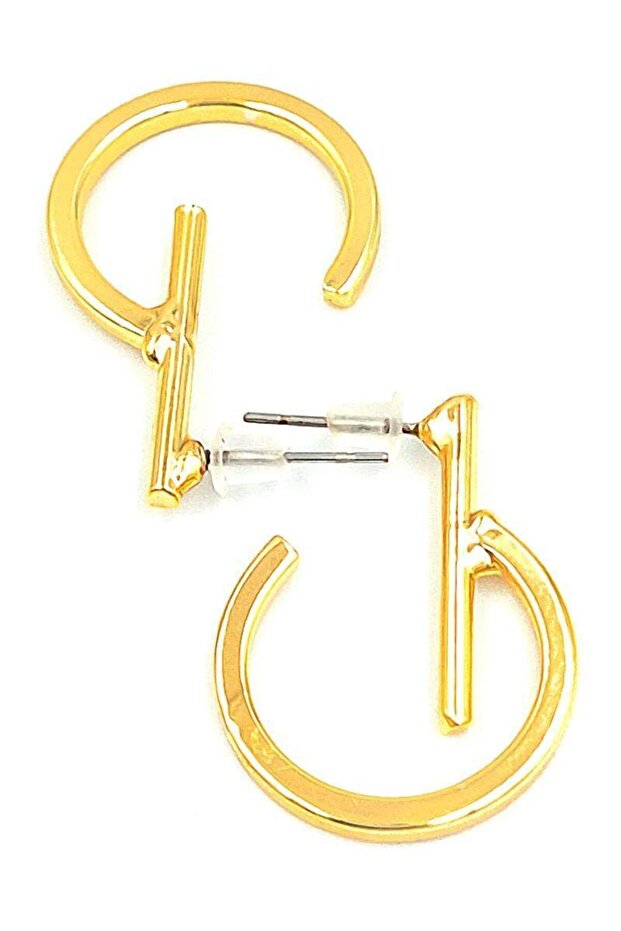 Gold shaped half hoop earrings