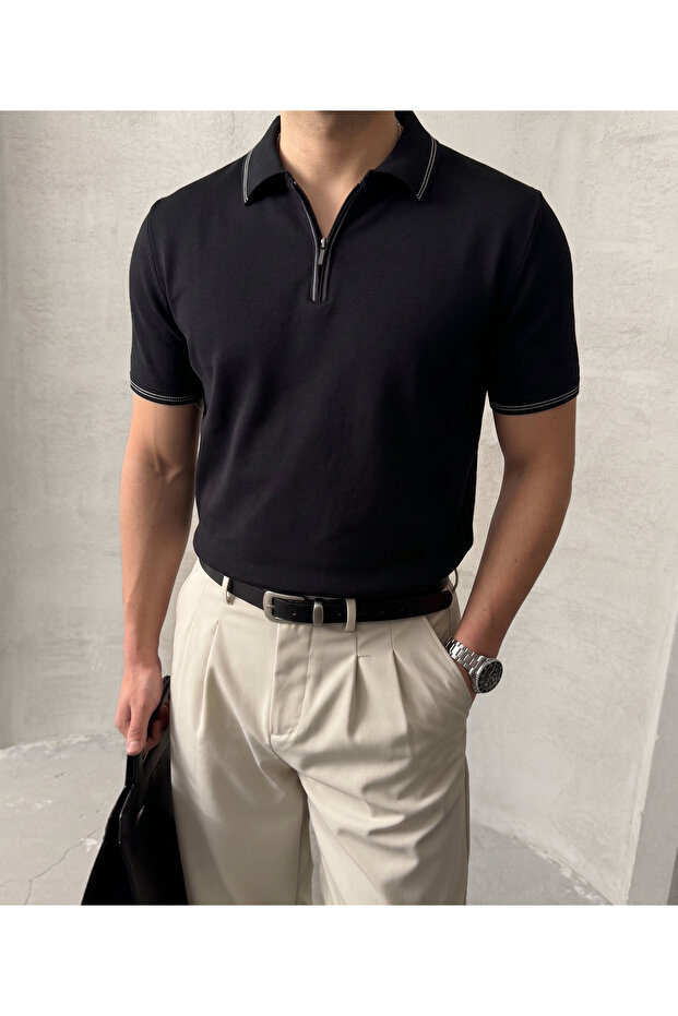 Knitwear T-Shirt Half Zip Full Fit Premium