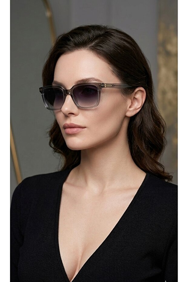 Aria Women's Smoked Gradient Glass Modern Design Sunglasses – Uv400 Protection, Stylish Square Frame