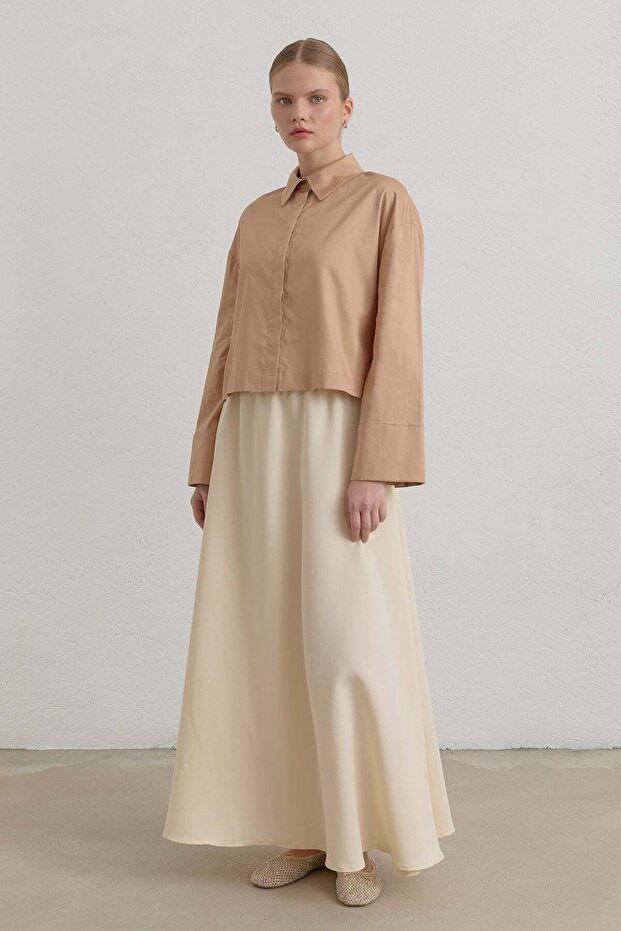 Cotton Crop Basic Shirt Camel - 1