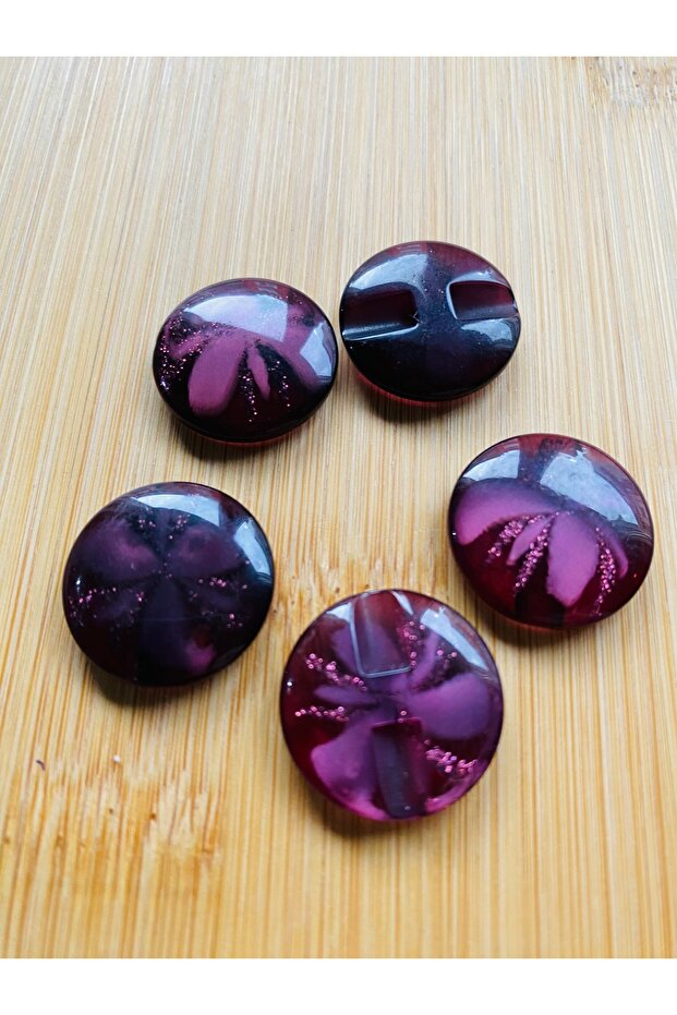 Bottom-Mounted Self-Patterned Acrylic Button 22 mm 5 Pieces Myrdum