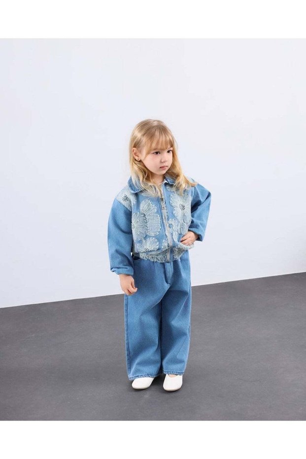 Girl's Beaded Embroidered Denim Set