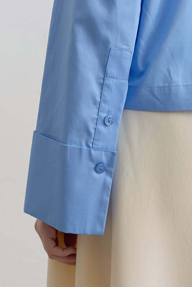 Cotton Crop Basic Shirt Blue - 3