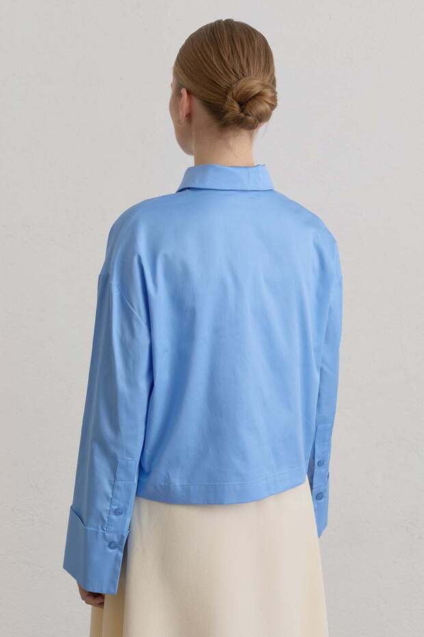 Cotton Crop Basic Shirt Blue - 4