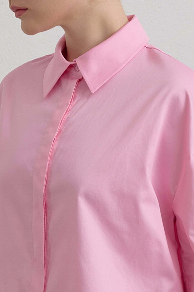 Cotton Crop Basic Shirt Pink - 3