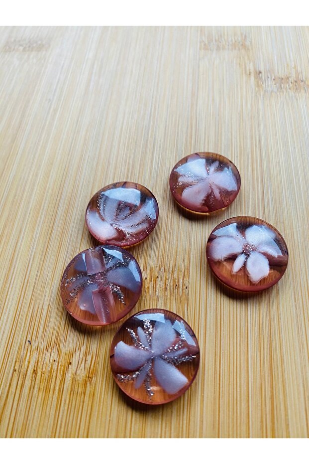 Bottom-Mounted Self-Patterned Acrylic Button 22 mm 5 Pieces Mink