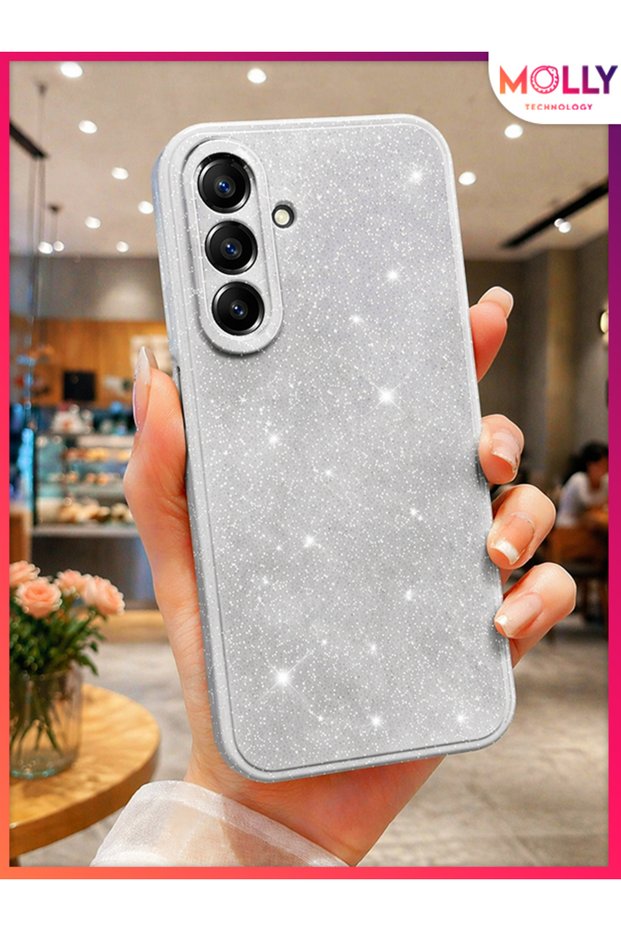 Silicone Case with Silver Berry Glitter and Sparkle Shiny Glitter for Samsung Galaxy A17