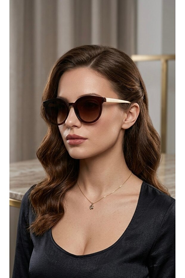 Elva Women's Brown Cat Eye Sunglasses – Retro Stylish Design, Gradient Lenses, Uv400 Protection