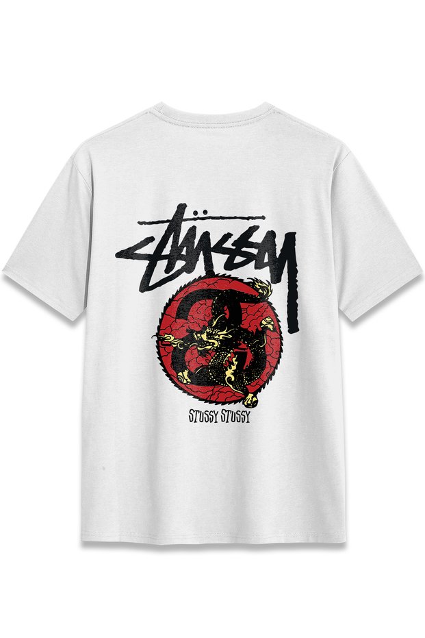 Stüssy Dragon Tshirt Design Printed T-Shirt Unisex 100% Cotton Breathable Thick Fabric T-Shirt