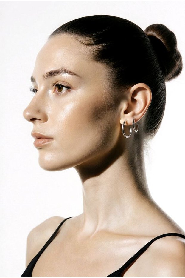 Small Size 2 cm Diameter Silver Color Hoop Earrings