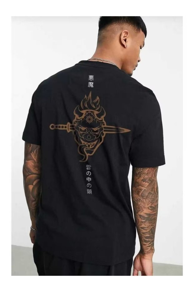 Calle Unisex Black Oversize Printed T-Shirt Streetwear Comfortable Fit Daily Premium