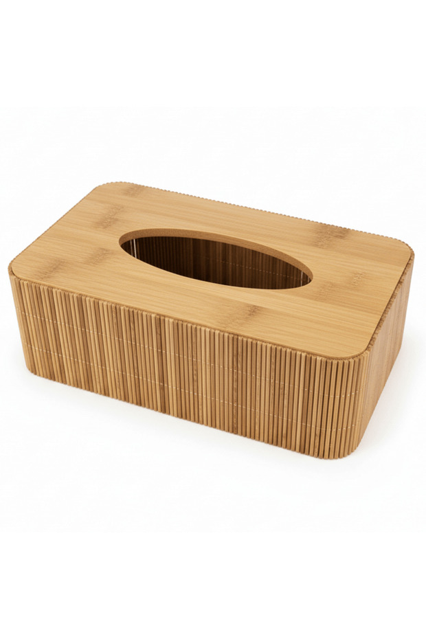 Natural Bamboo & Wood Rectangular Tissue Box Cover Natural Decorative Holder Home Office Case Box