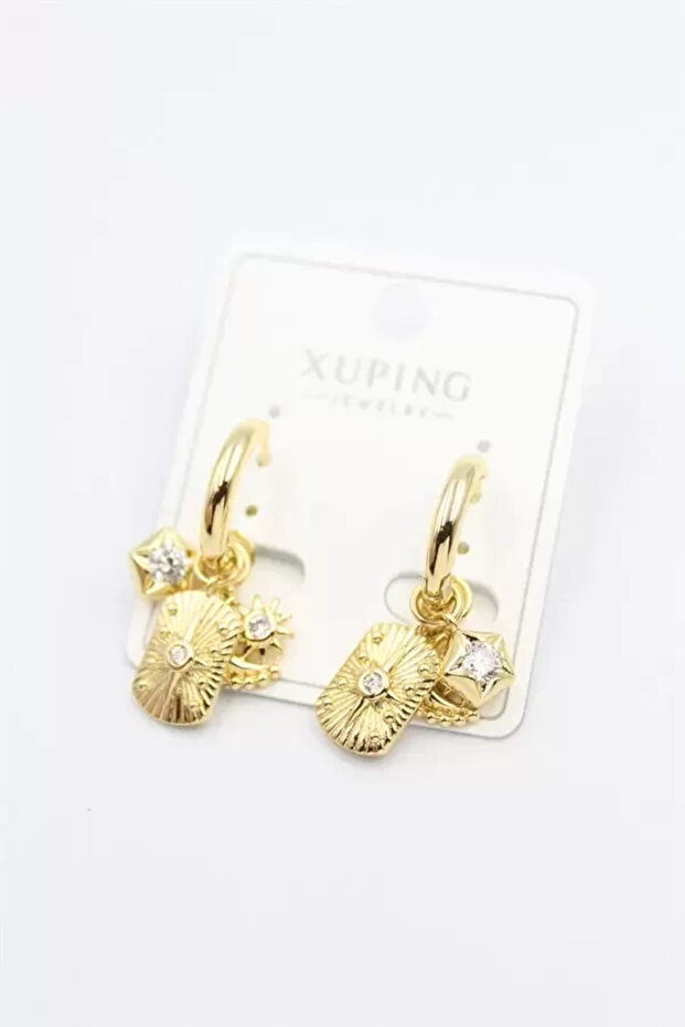 Stone charm earrings - gold
